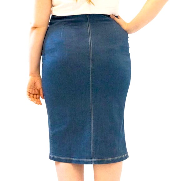 MARÉE POUR TOI | NWT DENIM FRONT SLIT SKIRT - Picture 2 of 11